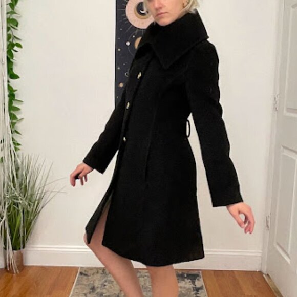 Coach Single-Breasted Button-Up Coat Long Sleeve Size S Black - Picture 9 of 16